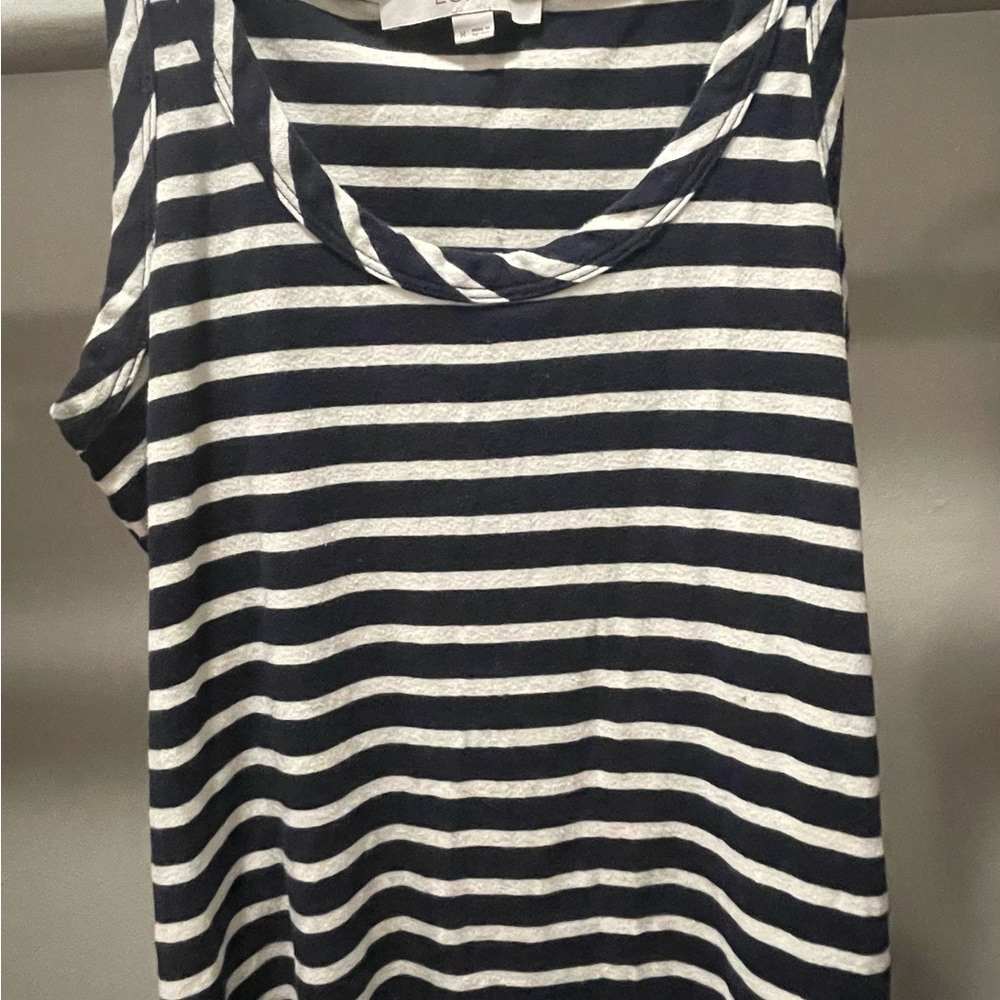 *2/$15* Loft Striped Tank Top - Black and White